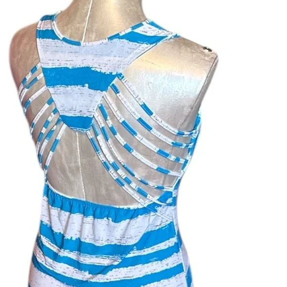 Bundle 2 knit long dresses- Hippie Rose Pink And Blue&white Strappy back Dress - Picture 6 of 15